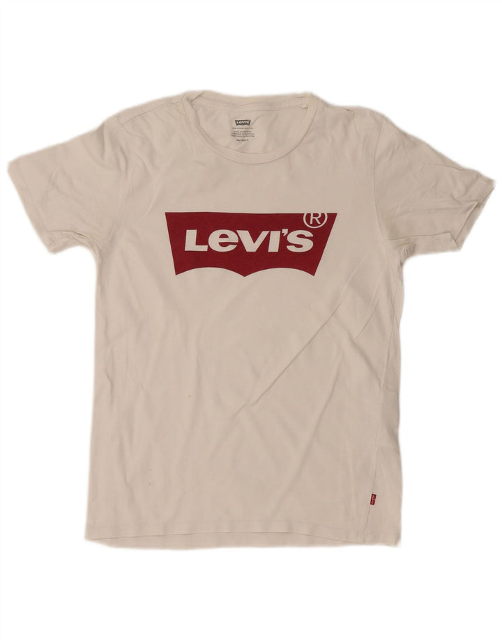 Damska koszulka z grafiką LEVI'S Top UK 6 XS, biała bawełna