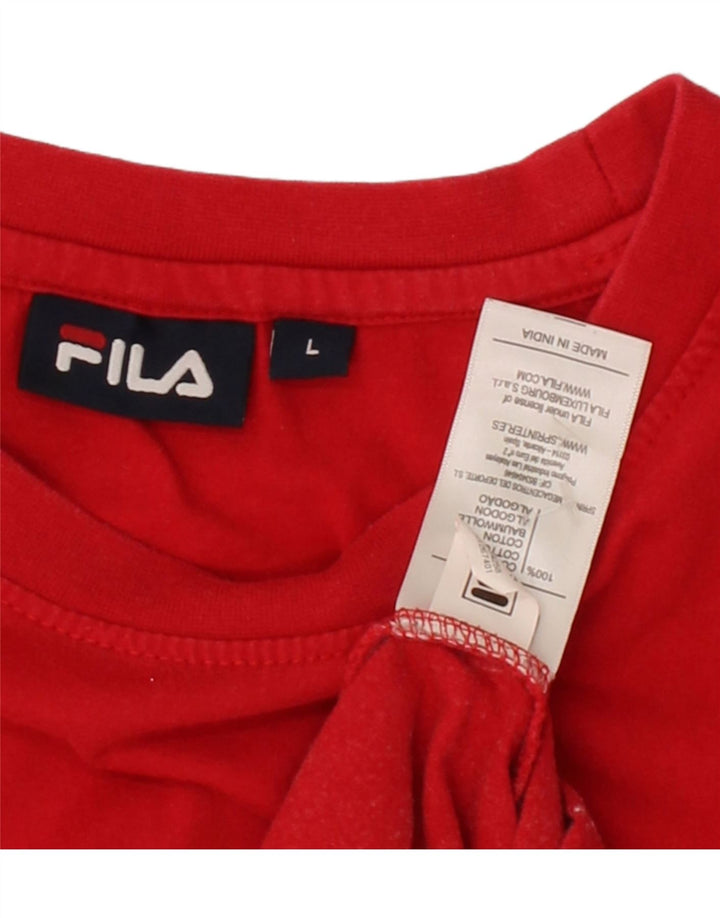 FILA Mens Graphic T-Shirt Top Large Red Cotton Vintage Fila and Second-Hand Fila from Messina Hembry 