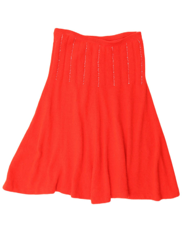 Vintage damska dzianinowa rozkloszowana spódnica IT 44 Medium W30 Czerwona Angora