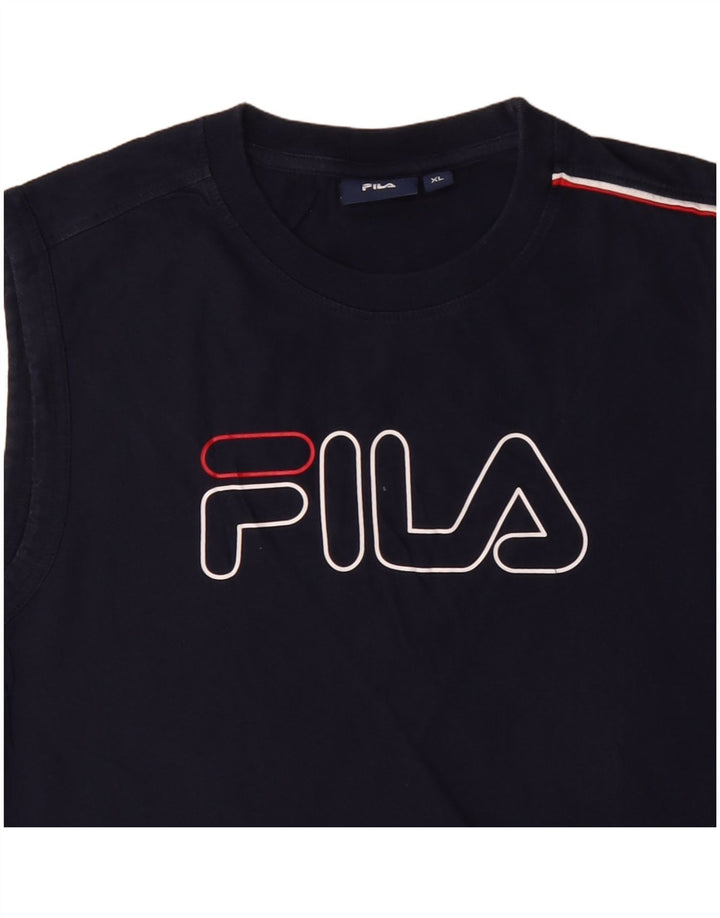 Damska kamizelka z grafiką FILA, UK 18 XL, granatowa, bawełniana