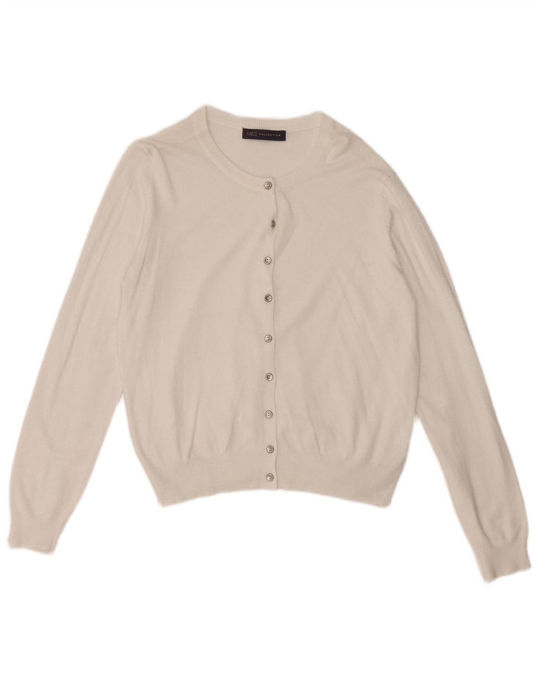 Marks & Spencer Damski sweter typu Crop Cardigan UK 12 Średniobiała wiskoza