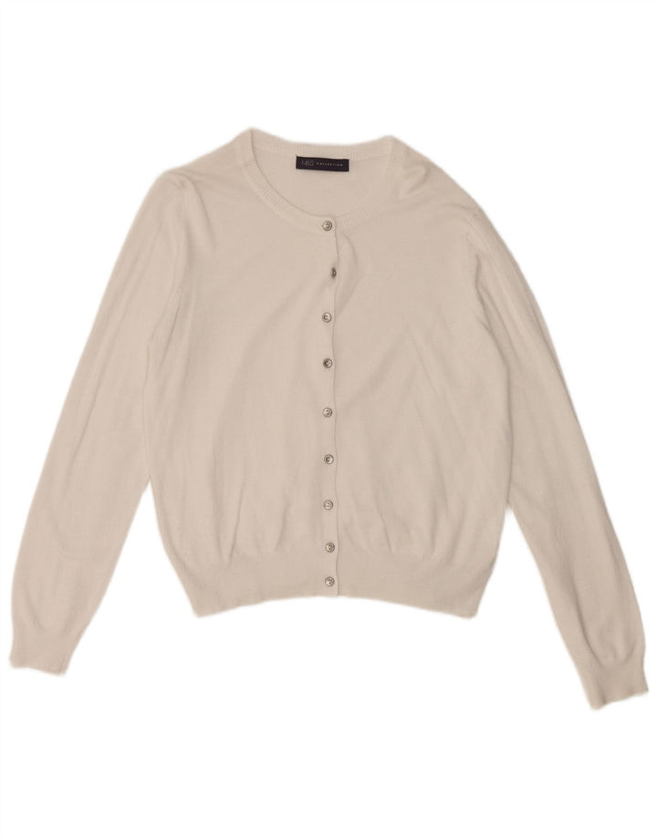 Marks & Spencer Damski sweter typu Crop Cardigan UK 12 Średniobiała wiskoza