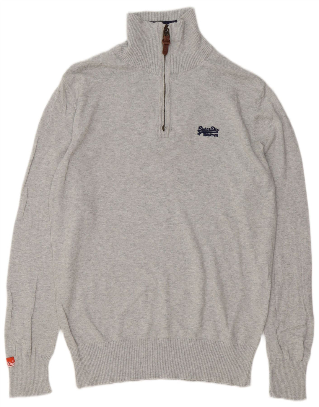 Męski sweter z zamkiem błyskawicznym Superdry, duży, szary, bawełniany w cętki