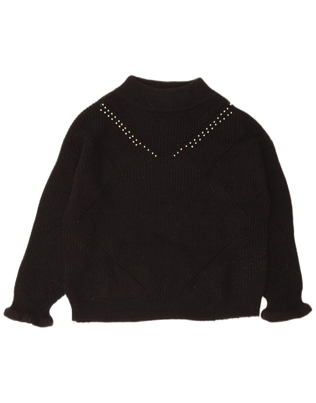 Damski sweter oversize z golfem Guess UK 10, mały, czarny akryl