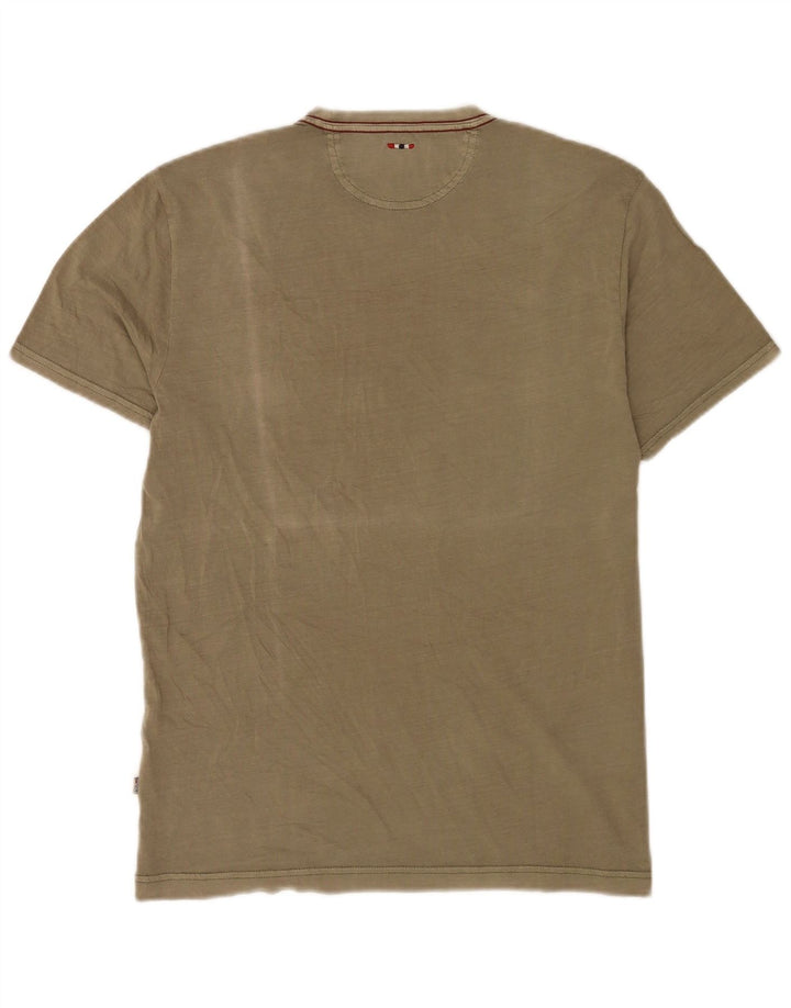 Męski T-shirt z grafiką geograficzną Napapijri, średni khaki