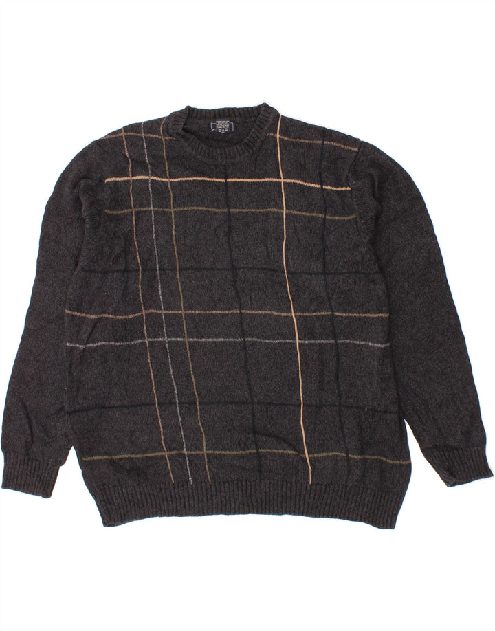 Męski sweter z okrągłym dekoltem DOCKERS 2XL, bawełniana szara krata