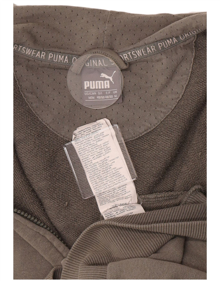 Męski sweter z kapturem i zamkiem błyskawicznym Puma, średniej wielkości bawełna khaki