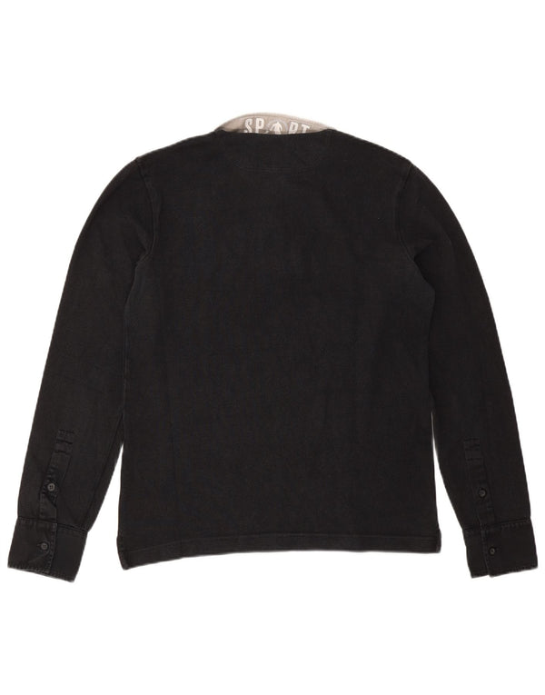 Męska koszulka polo do rugby z długim rękawem Bikkembergs, mała, czarna, z blokami kolorów