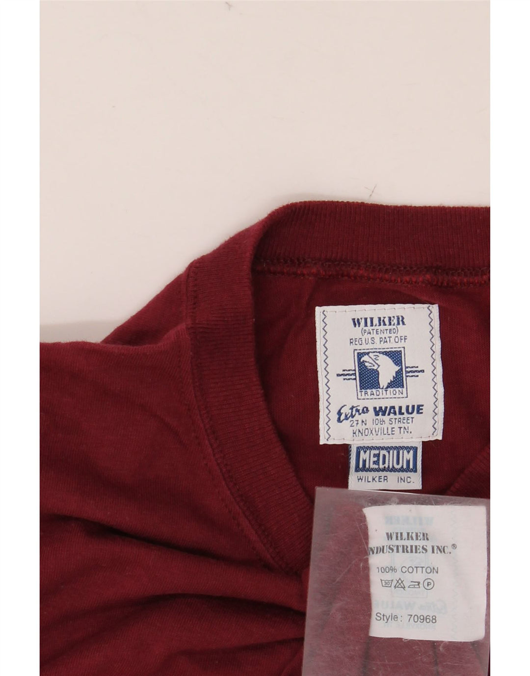 Męski T-shirt z grafiką WILKER, średni bordowy bawełniany