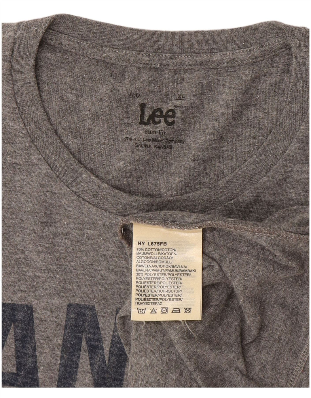 Męski T-shirt Lee Slim Fit z grafiką, góra XL, szara bawełna