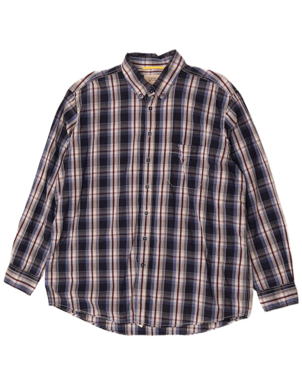 Camel Active Mens Shirt XL Navy Blue Plaid Cotton