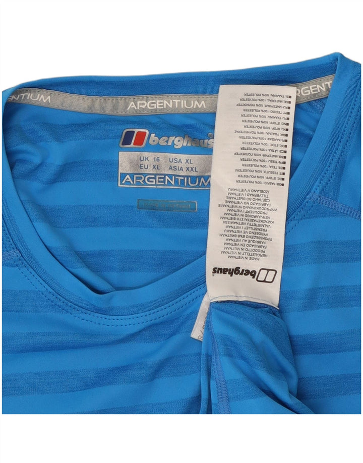 Damski top BERGHAUS z długim rękawem, UK 16, duży, niebieski, poliestrowy w paski