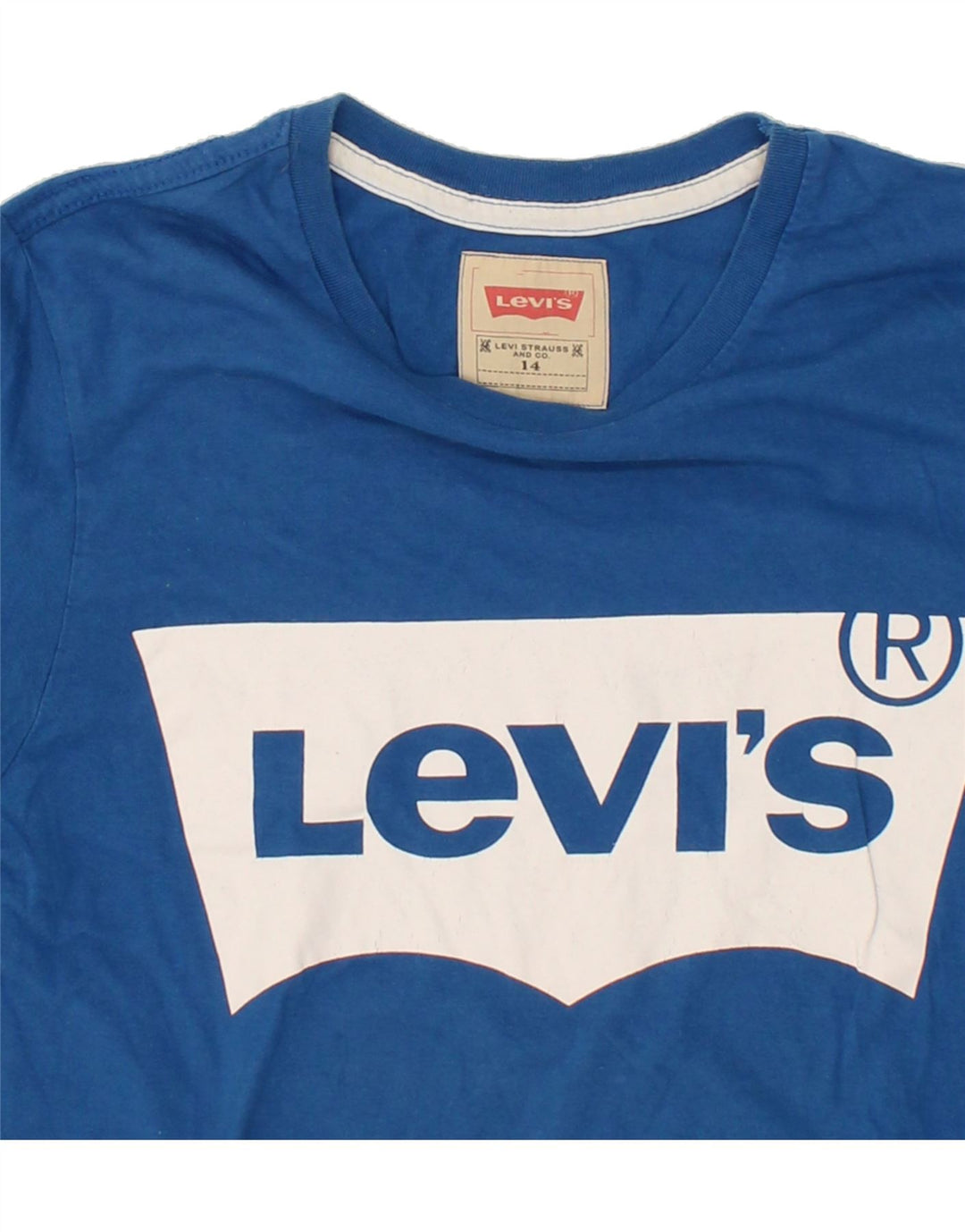 LEVI'S Boys Graphic Top Long Sleeve 13-14 Years Blue Vintage Levi's and Second-Hand Levi's from Messina Hembry 