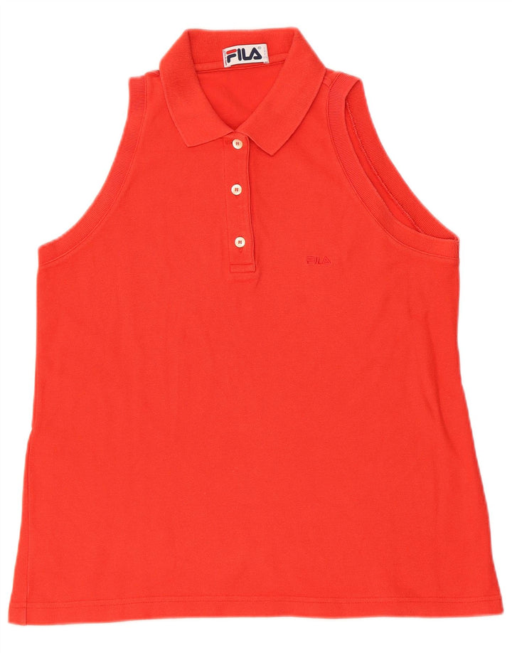 Damska koszulka polo bez rękawów FILA IT 46, duża, czerwona, bawełniana