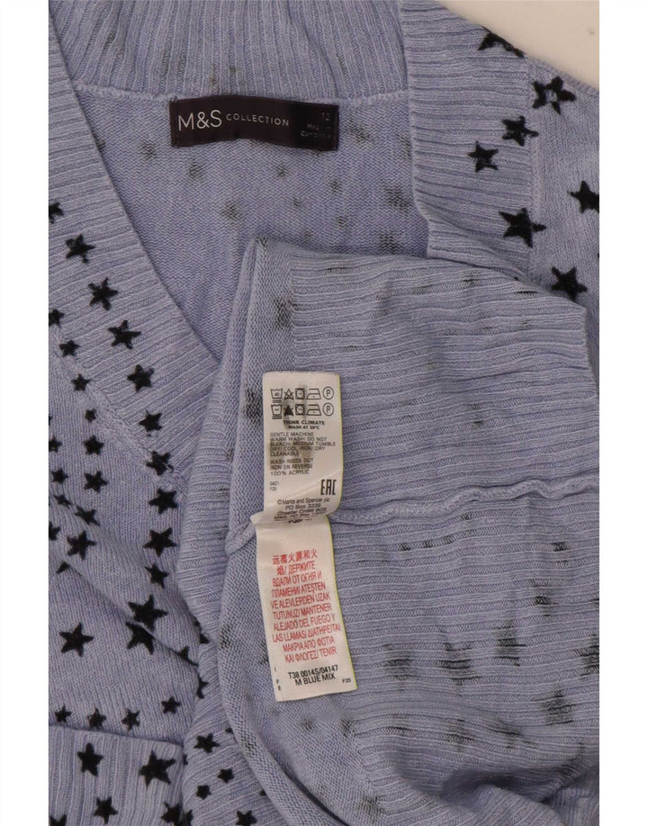 Marks & Spencer Damski sweter z dekoltem w kształcie litery V, UK 12, średni niebieski