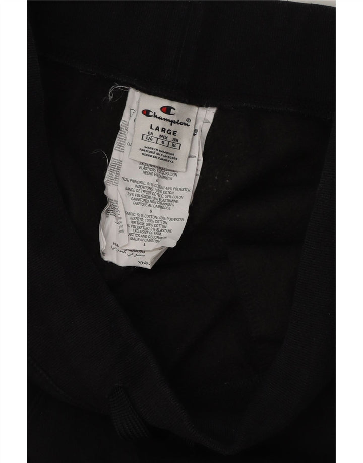 CHAMPION Mens Tracksuit Trousers Joggers Large  Black Cotton