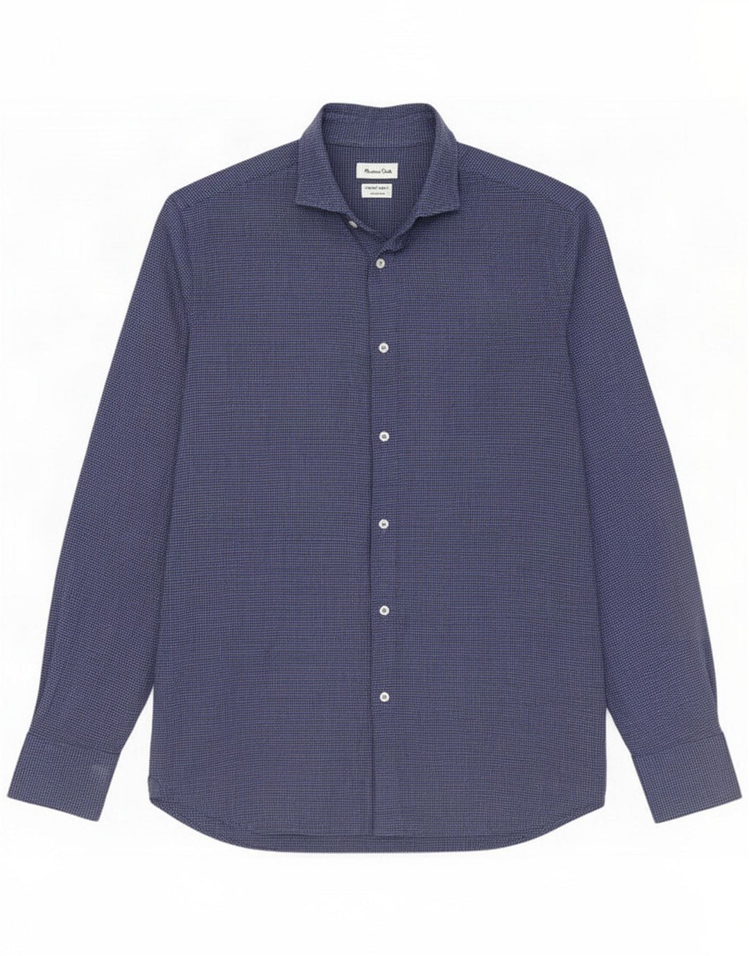 Męska koszula flanelowa Massimo Dutti o regularnym kroju, mała, niebieska pepitka, bawełniana
