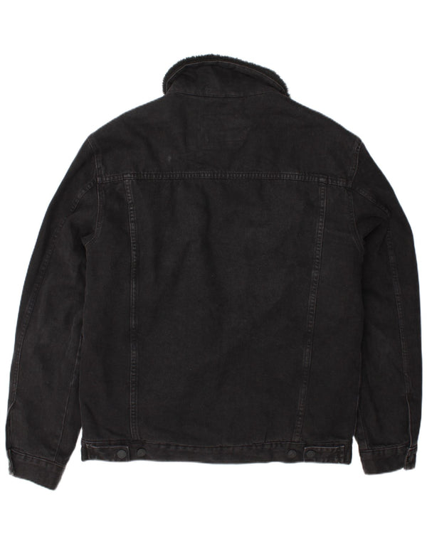 Męska kurtka jeansowa Zara Sherpa UK 40, duża, czarna, poliestrowa
