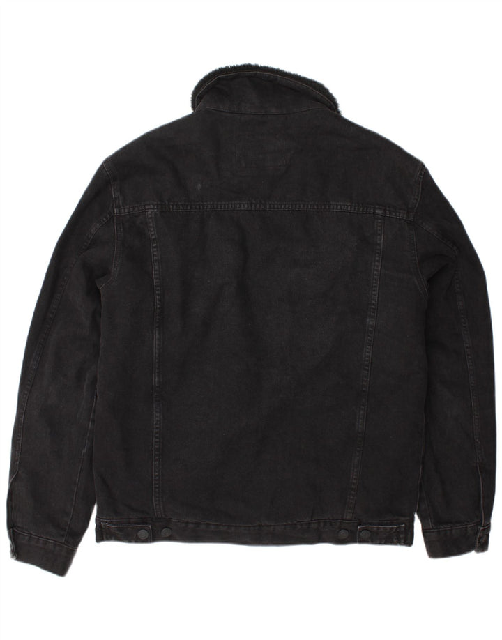 Męska kurtka jeansowa Zara Sherpa UK 40, duża, czarna, poliestrowa