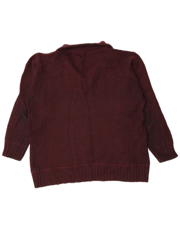 Marks & Spencer Mens Zip Neck Jumper Sweater Large Burgundy Lambswool