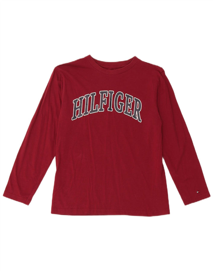 Chłopięcy top z grafiką Tommy Hilfiger z długim rękawem 12-13 lat, średni burgund