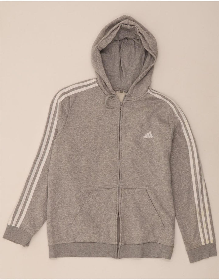 Męski sweter z kapturem i zamkiem Adidas, średnio szary, nakrapiany