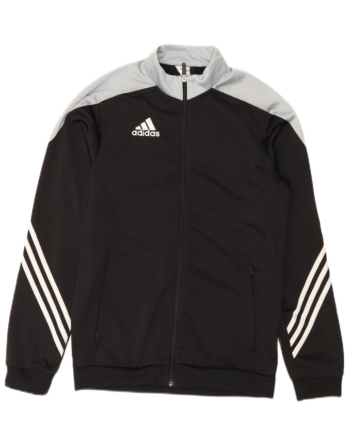 Adidas Męska bluza dresowa, mała, czarna, poliestrowa z blokami kolorów