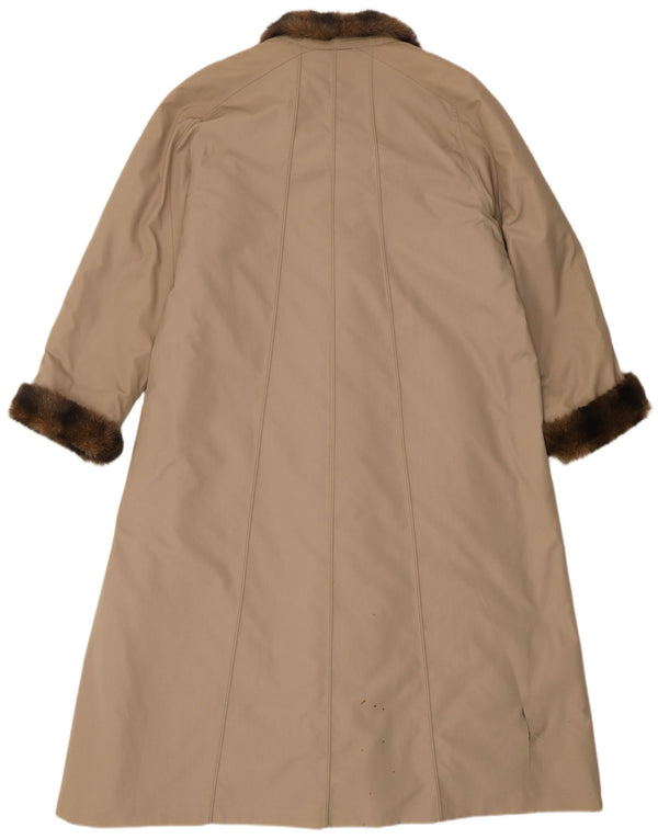 VINTAGE damski płaszcz oversize ze sztucznego futra EU 40, średni beżowy poliester
