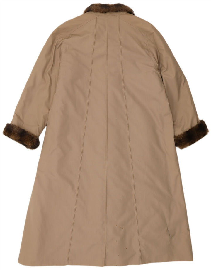 VINTAGE damski płaszcz oversize ze sztucznego futra EU 40, średni beżowy poliester