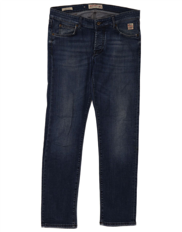 Damskie jeansy slim Roy Rogers W36 L32 Niebieskie bawełniane