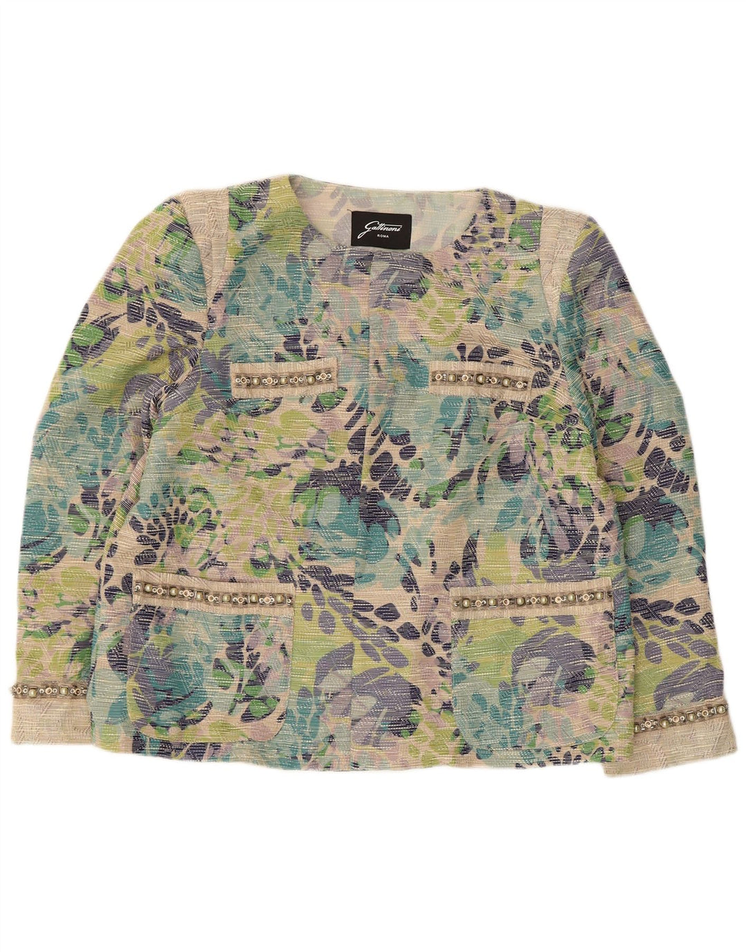 Damska marynarka Gattinoni Open Blazer UK 18 XL, wielokolorowe kwiaty