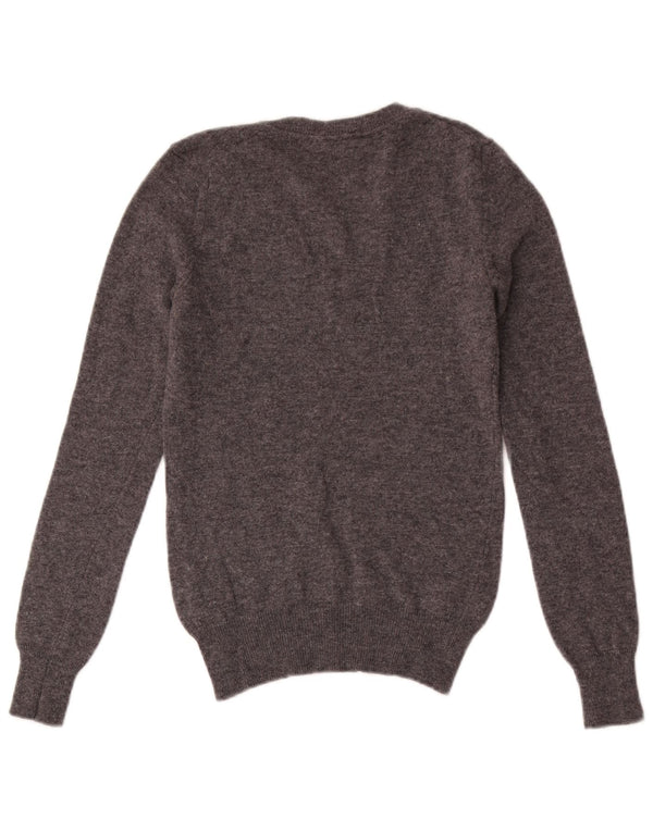 Sweter damski Gant z dekoltem w kształcie litery V, UK 4 XS, szary, nakrapiany owcza wełna