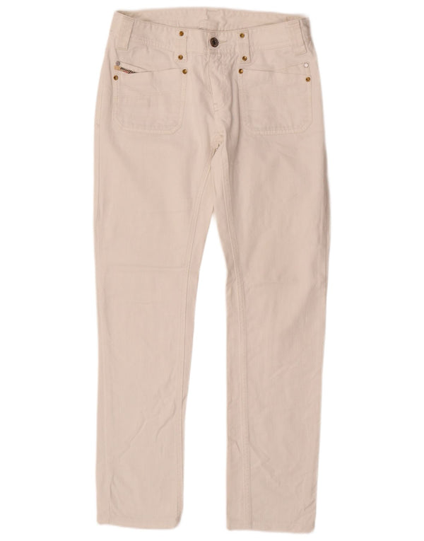 DIESEL Womens Straight Jeans W27 L29 White Cotton
