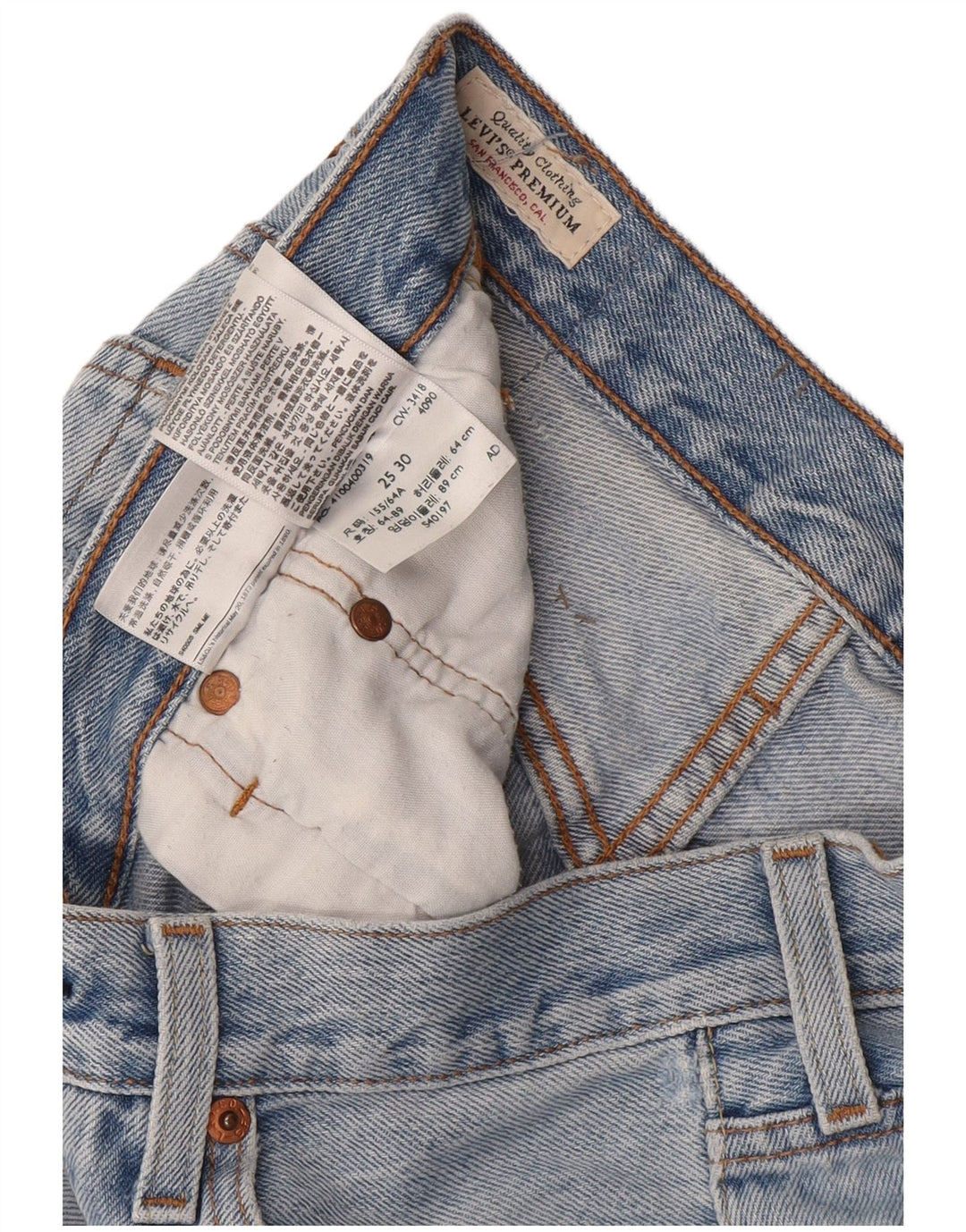 Damskie jeansy Levi's 501 Straight W25 L30 Niebieskie bawełniane