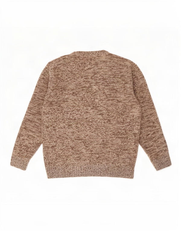 Crew Clothing Męski sweter z okrągłym dekoltem 2XL Brązowy nakrapiany owcza wełna
