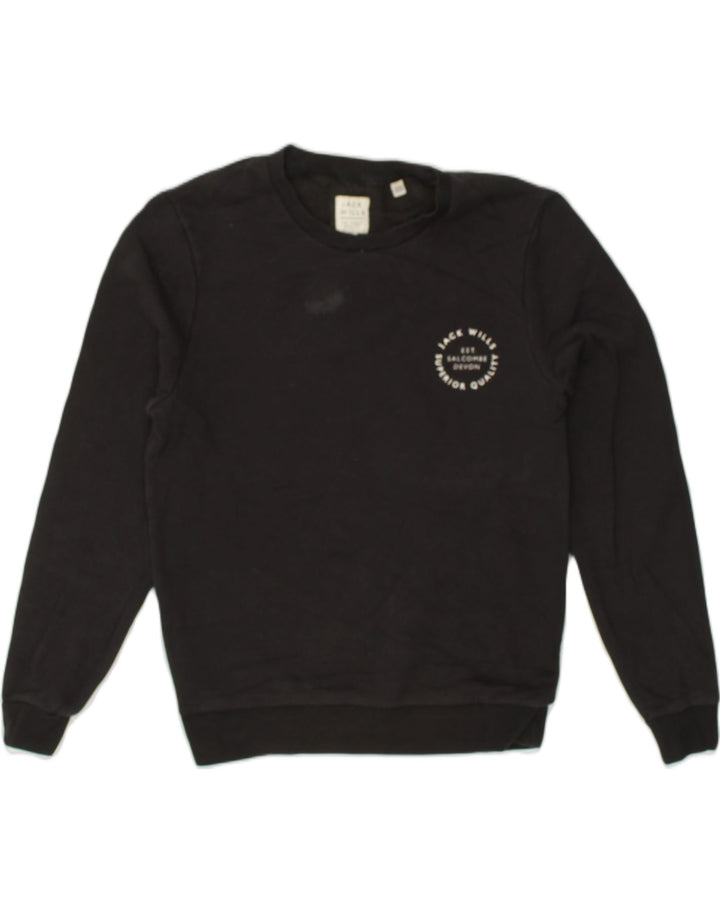 JACK WILLS Mens Sweatshirt Jumper Small Black Cotton | Vintage Jack Wills | Thrift | Second-Hand Jack Wills | Used Clothing | Messina Hembry 