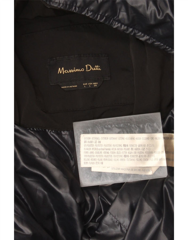 Damski płaszcz ocieplany Massimo Dutti UK 16, duży, czarny poliester