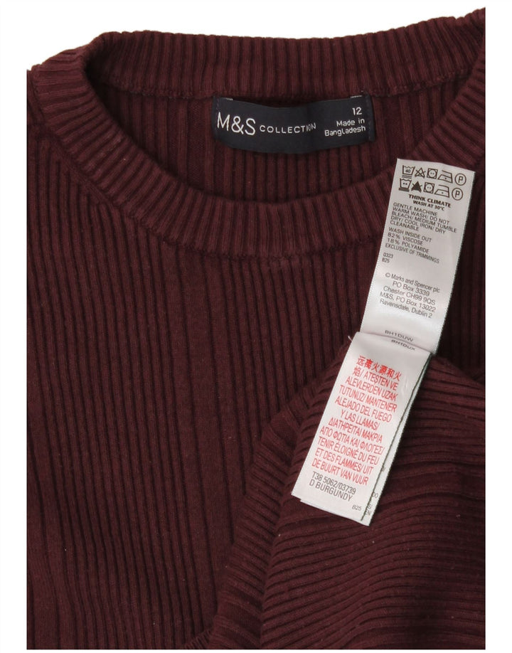 Marks & Spencer Damski sweter z okrągłym dekoltem, UK 12, średni burgund