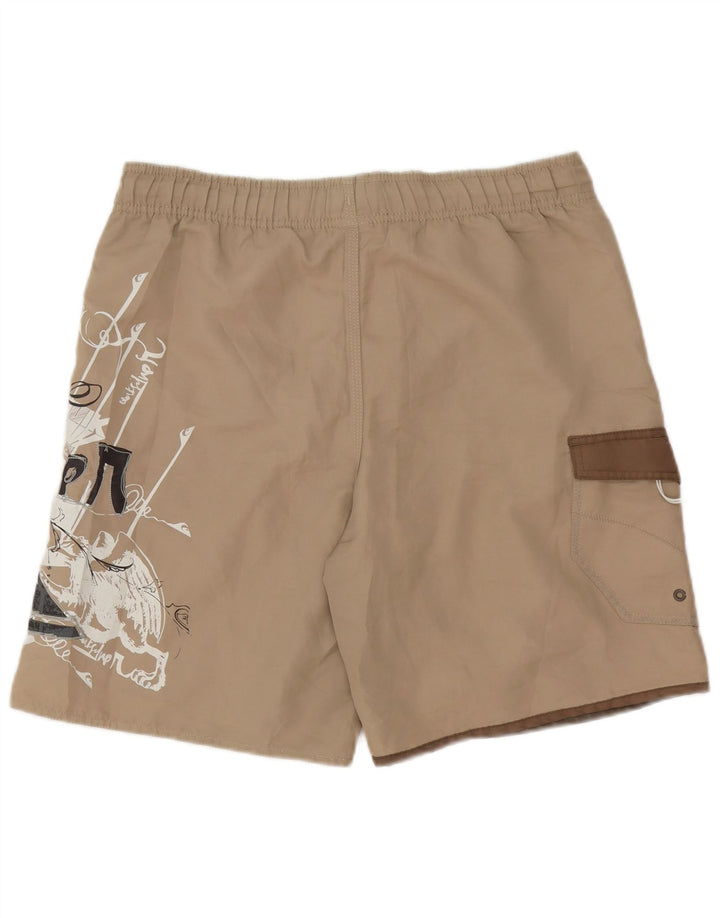 Męskie spodenki kąpielowe Quiksilver z grafiką, mały beżowy poliester