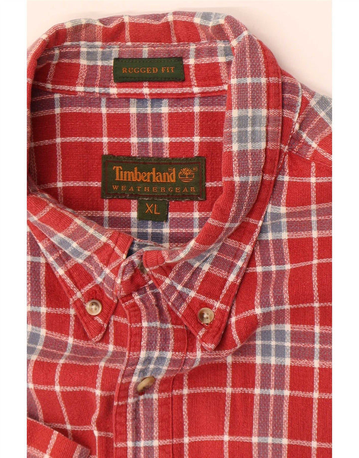 Męska koszula Timberland Rugged Fit z krótkim rękawem XL w czerwoną kratkę