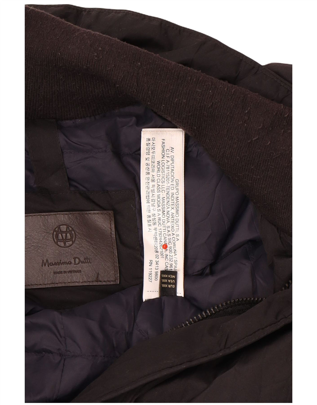 Męski ocieplany płaszcz Massimo Dutti UK 44 2XL Czarny poliester