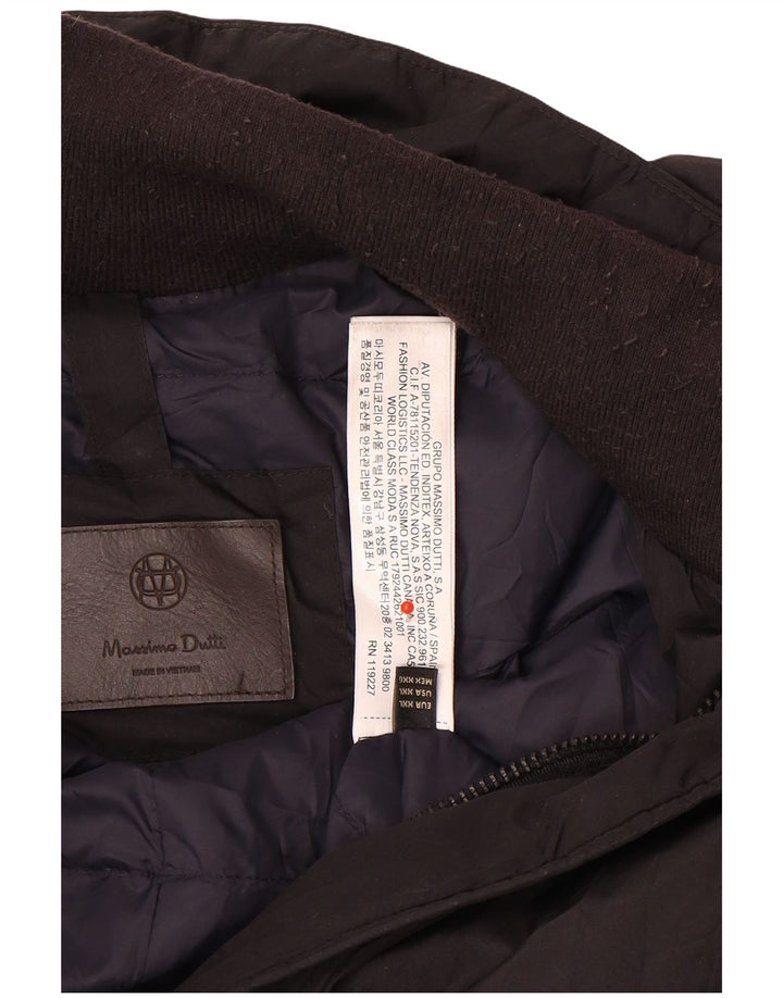 Męski ocieplany płaszcz Massimo Dutti UK 44 2XL Czarny poliester