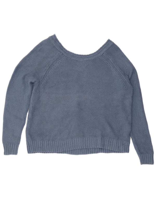 Damski sweter Roxy Crop Oversize z dekoltem w kształcie litery V, UK 16, duży, niebieski, bawełniany