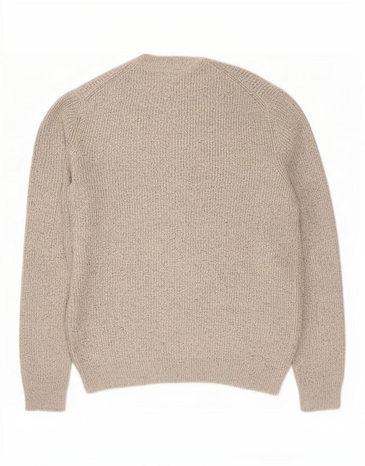 Marks & Spencer Męski sweter z okrągłym dekoltem, duży, szary, nakrapiany poliamid