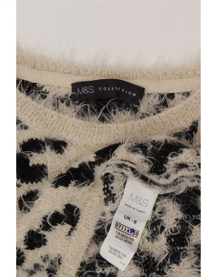 Marks & Spencer Damski sweter z okrągłym dekoltem, UK 8, mały beż