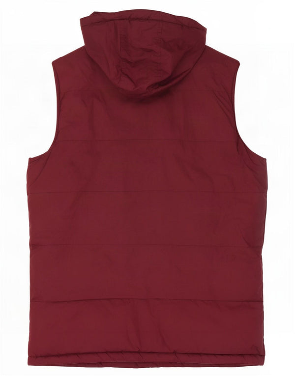 French Connection Mens Hooded Padded Gilet UK 38 Medium Burgundy Polyamide