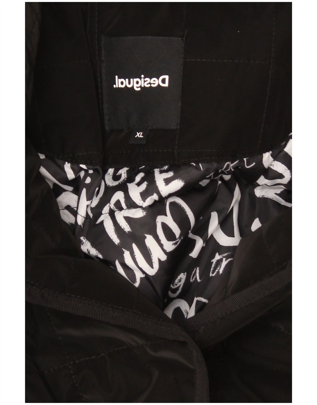 Desigual damski pikowany płaszcz z podszewką UK 18 XL, czarny poliester