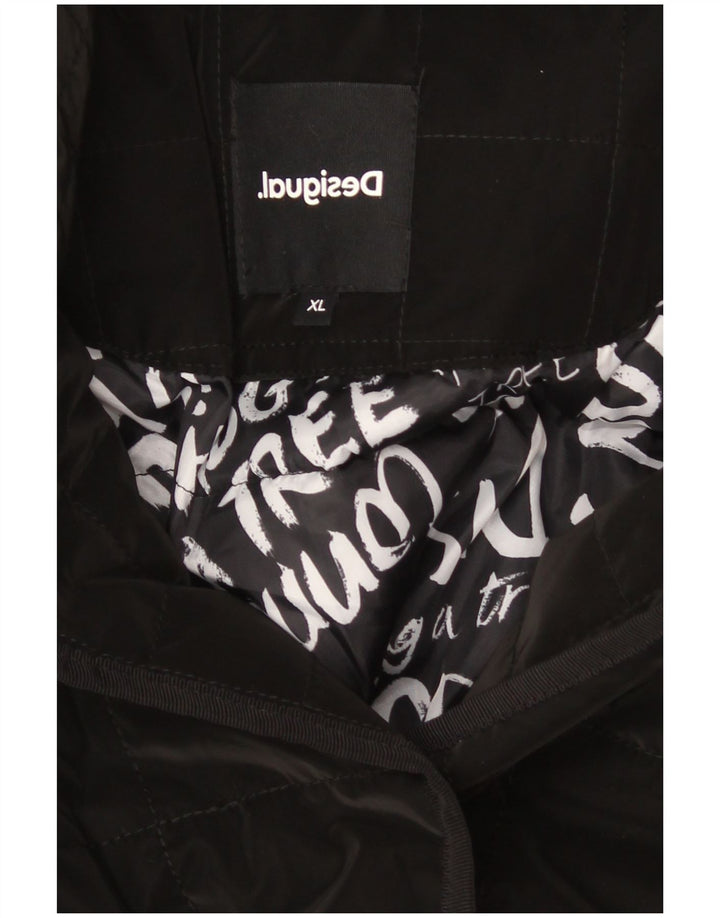 Desigual damski pikowany płaszcz z podszewką UK 18 XL, czarny poliester