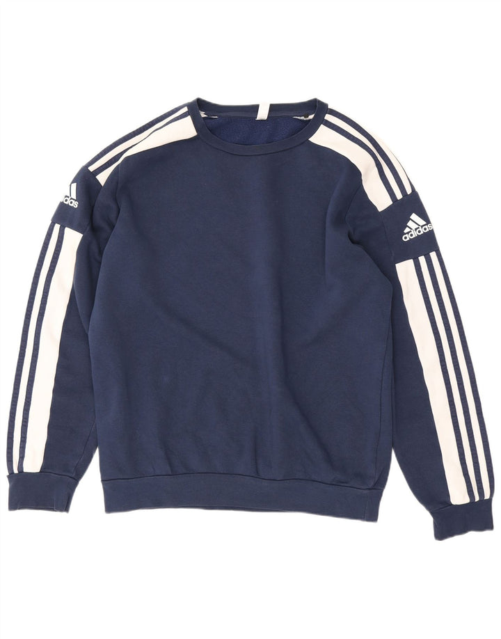 Męska bluza Adidas z grafiką, średnia, granatowa, bawełniana z blokami kolorów