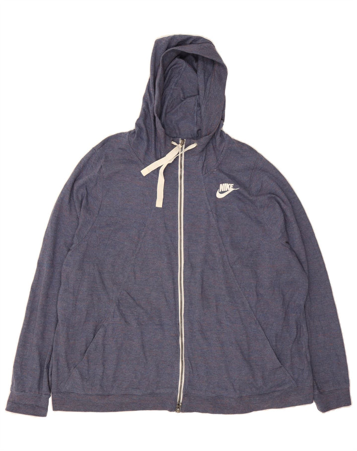 NIKE Womens Oversized Zip Hoodie Sweater UK 16 Large Navy Blue Vintage Nike and Second-Hand Nike from Messina Hembry 